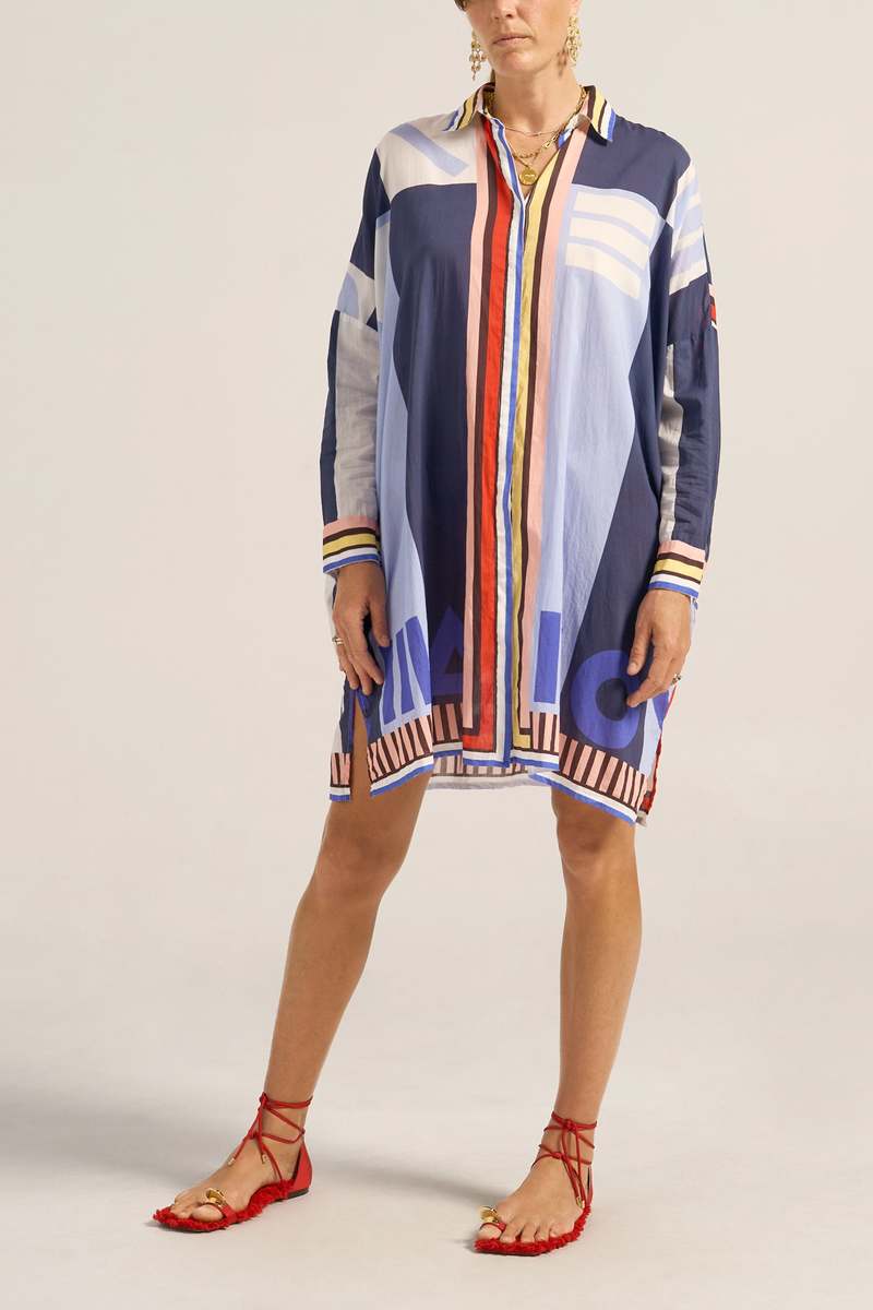 ILIO NEMA Artemis Shirtdress - Blue Sarong Voile