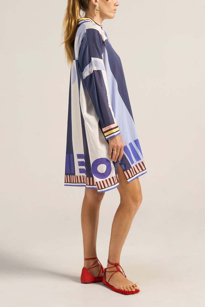 ILIO NEMA Artemis Shirtdress - Blue Sarong Voile