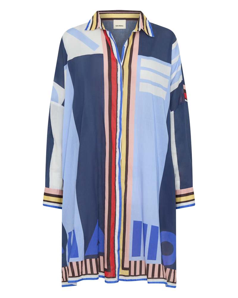 ILIO NEMA Artemis Shirtdress - Blue Sarong Voile