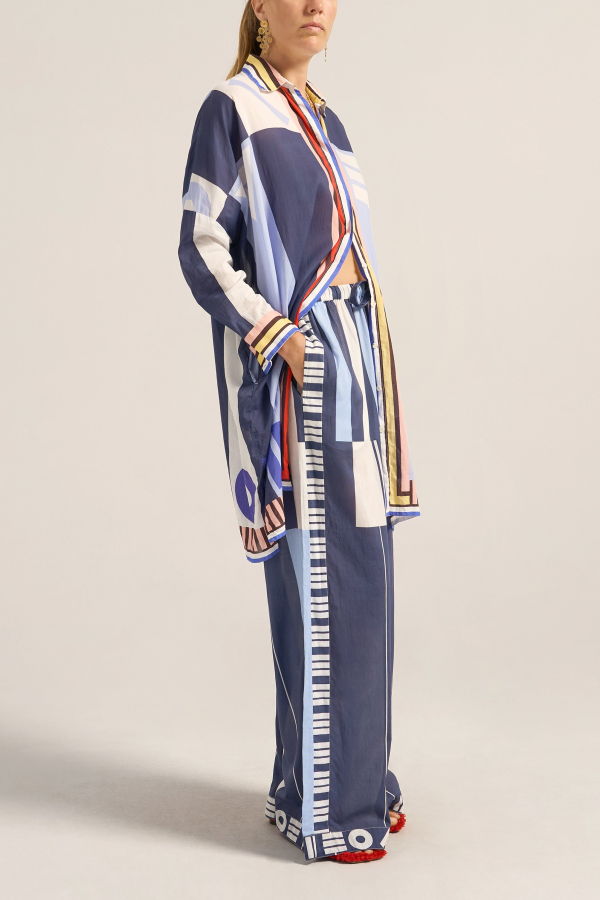 ILIO NEMA Clio Pant - Blue Sarong Voile