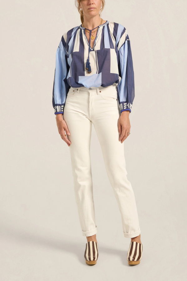 ILIO NEMA Tyro Blouse - Blue Sarong Voile