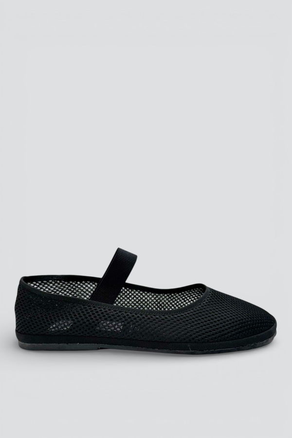 Drogheria Crivellini Black Mesh Honeycomb Ballet Round Elastic Flat