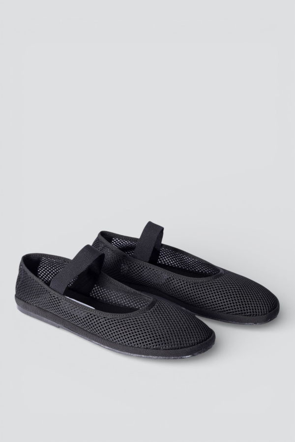 Drogheria Crivellini Black Mesh Honeycomb Ballet Round Elastic Flat
