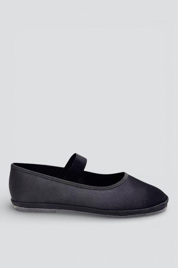 Drogheria Crivellini Black Satin Ballet Round Elastic Flat