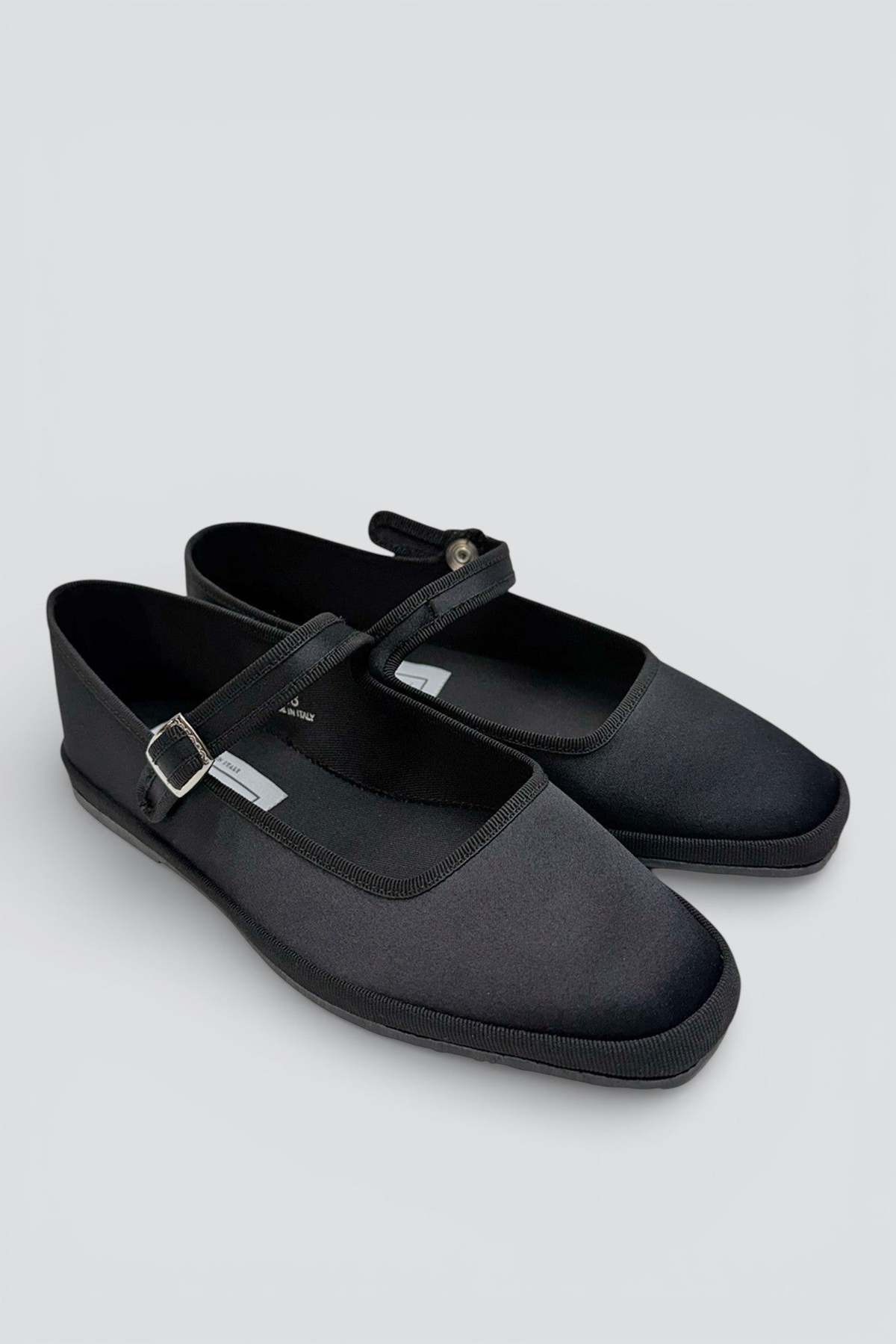 Drogheria Crivellini Black Satin Square Toe Mary Jane Flats - Image 2 of 3