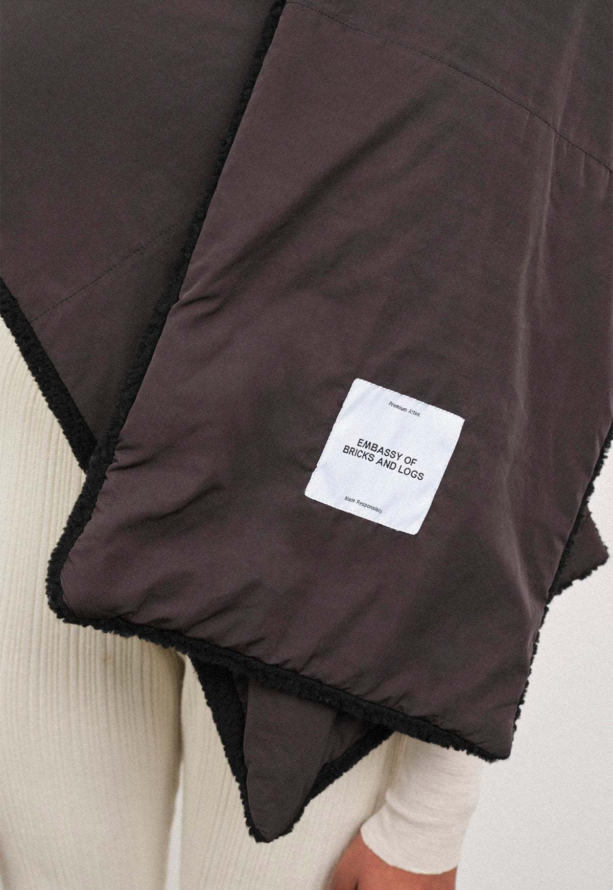 Embassy of Bricks & Logs Bayonne Sherpa Scarf - Black - Image 3 of 4