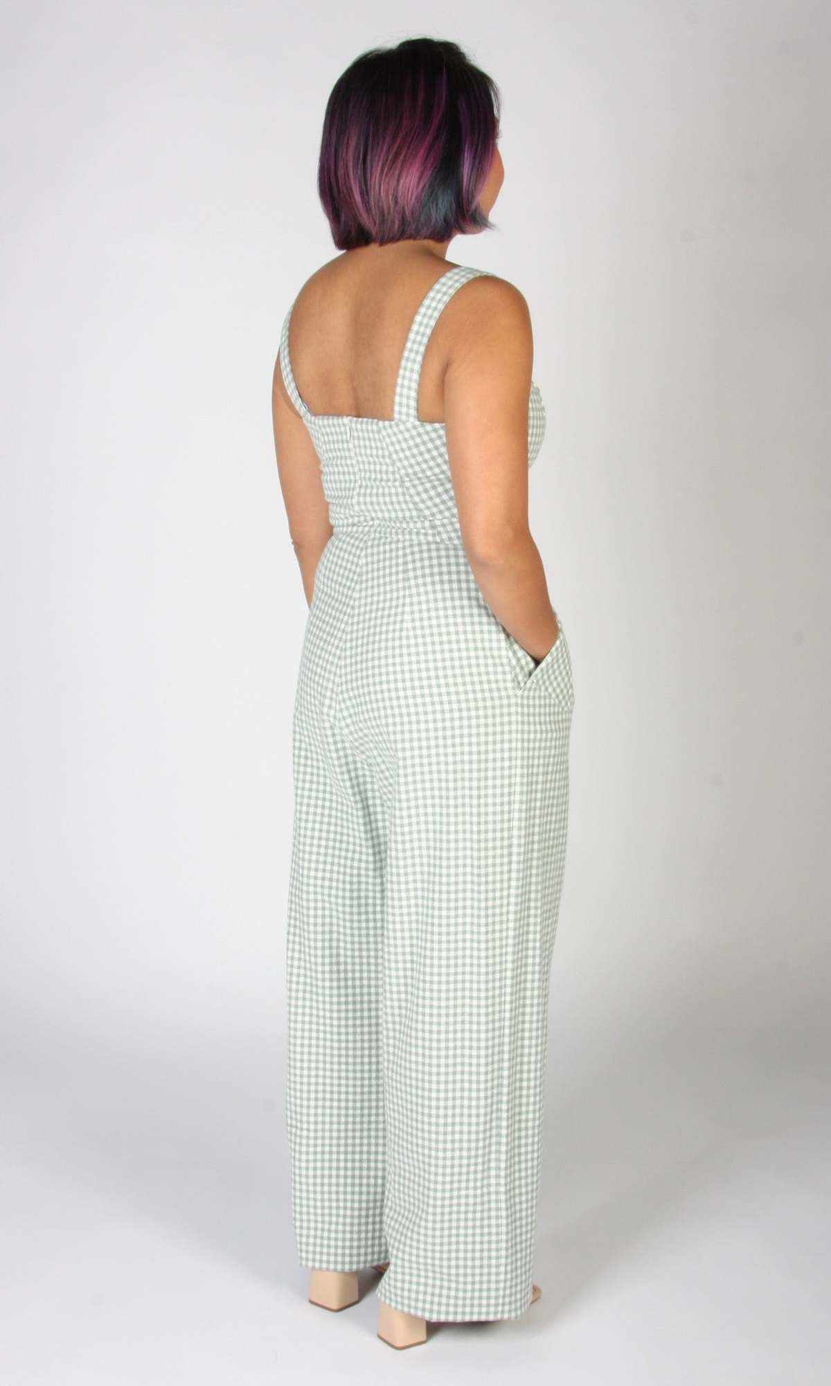 Birds of North America Roadrunner Jumpsuit - Sage Gingham - Image 8 of 9