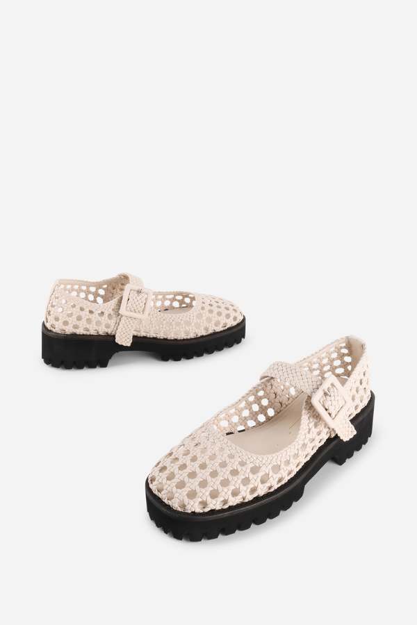 "INTENTIONALLY __________." Veronique Woven Mary Jane Flat