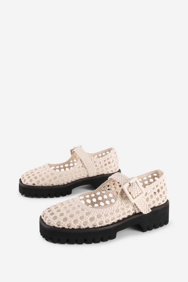 "INTENTIONALLY __________." Veronique Woven Mary Jane Flat