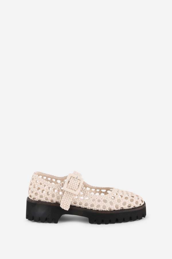 "INTENTIONALLY __________." Veronique Woven Mary Jane Flat