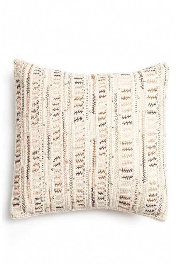 Variously Dahli Hand Embroidered Pillow - Brown