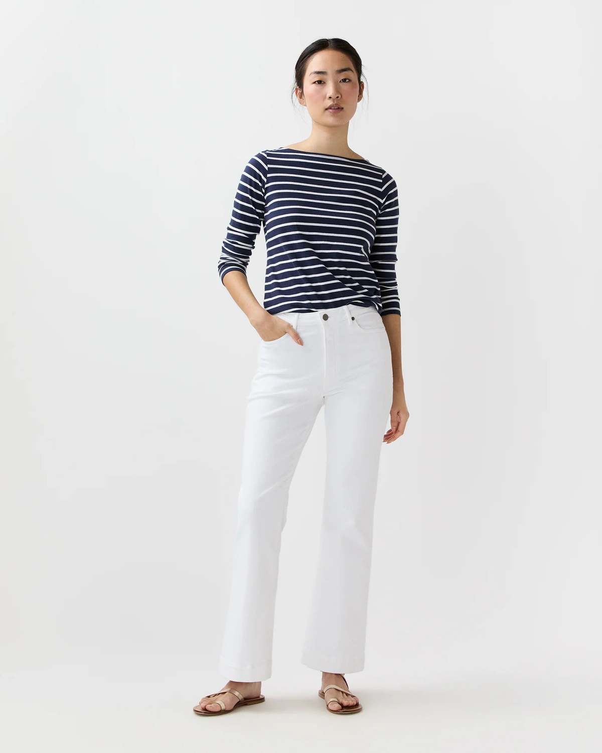 Ann Mashburn Kendall Flare 5-Pocket Jeans - White - Image 1 of 4