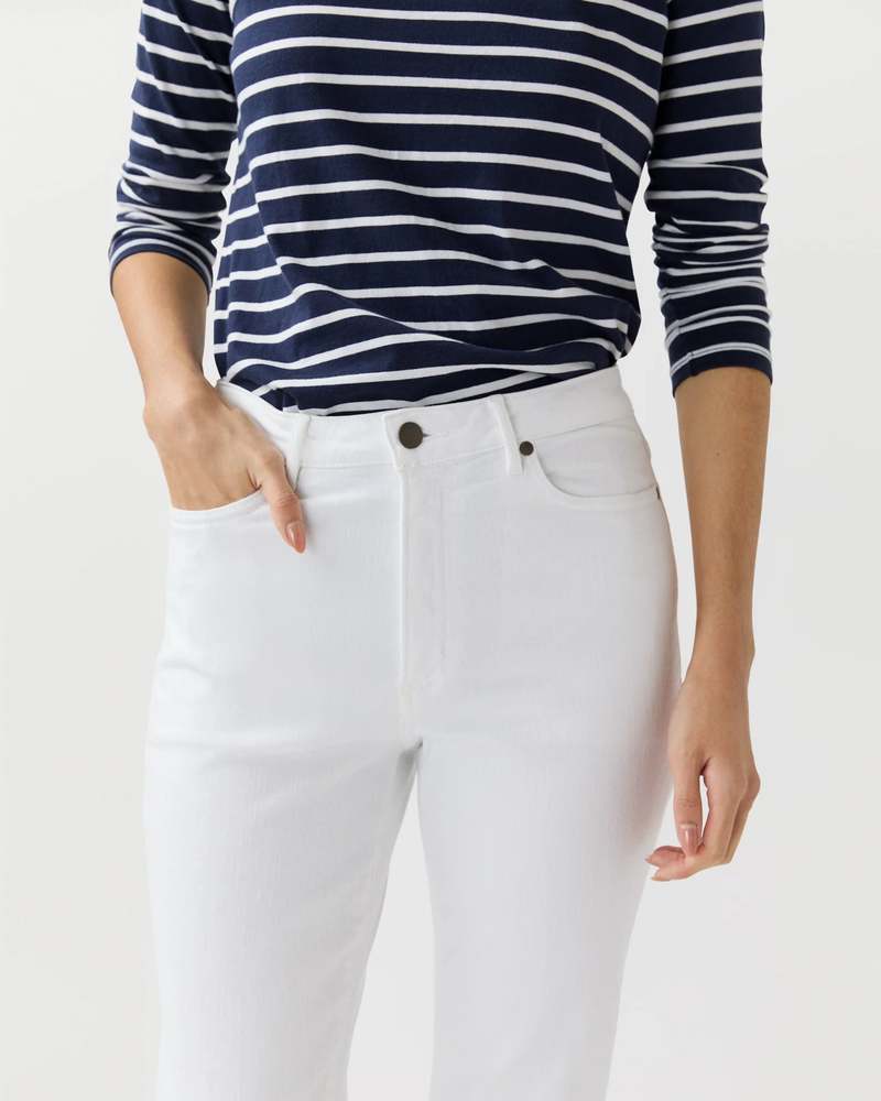 Ann Mashburn Kendall Flare 5-Pocket Jeans - White