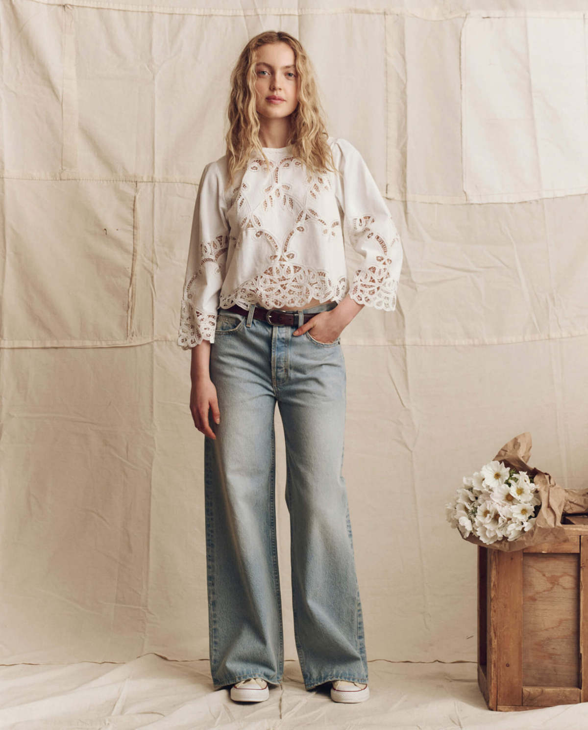 The Great. The Slouch Wide Leg Jeans - Tidal Wash - Image 1 of 6