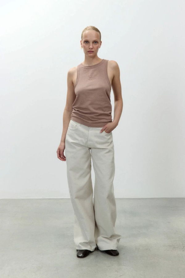 Alysi Canotta Dyed T-Shirt w/Embroidery Top