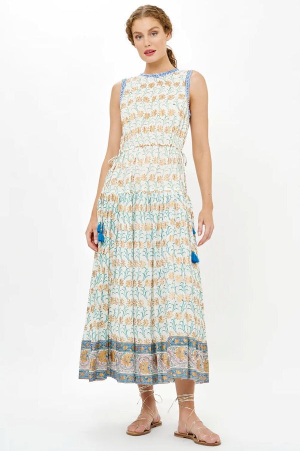 Oliphant Sleeveless Piped Maxi Dress