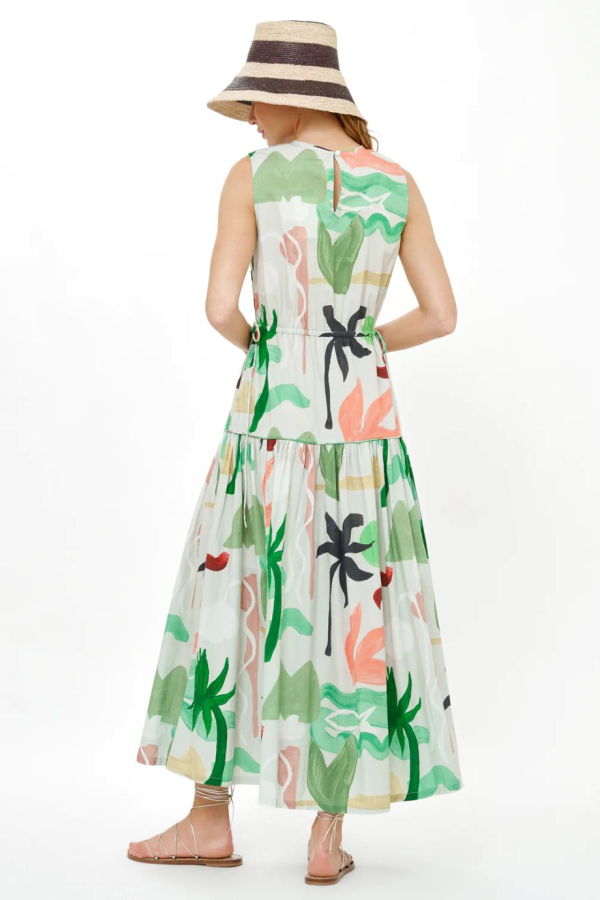 Oliphant Sleeveless Piped Maxi Dress