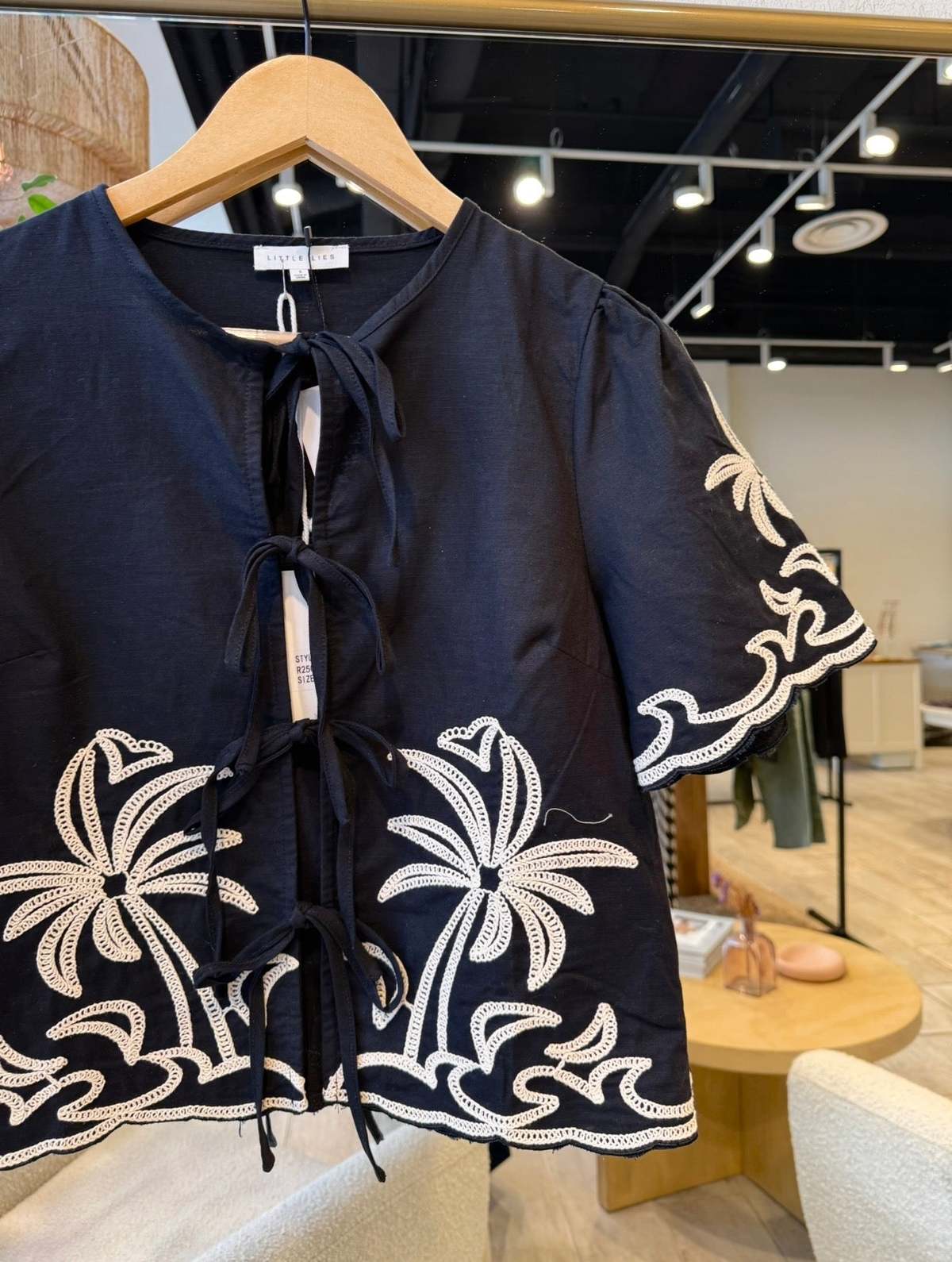 LITTLE LIES Palm Embroidery Shirt - Black - Image 1 of 3