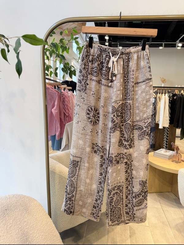 LITTLE LIES Scarf Print Pants - Brown