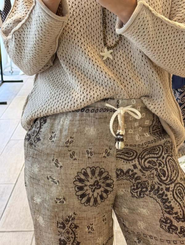 LITTLE LIES Scarf Print Pants - Brown