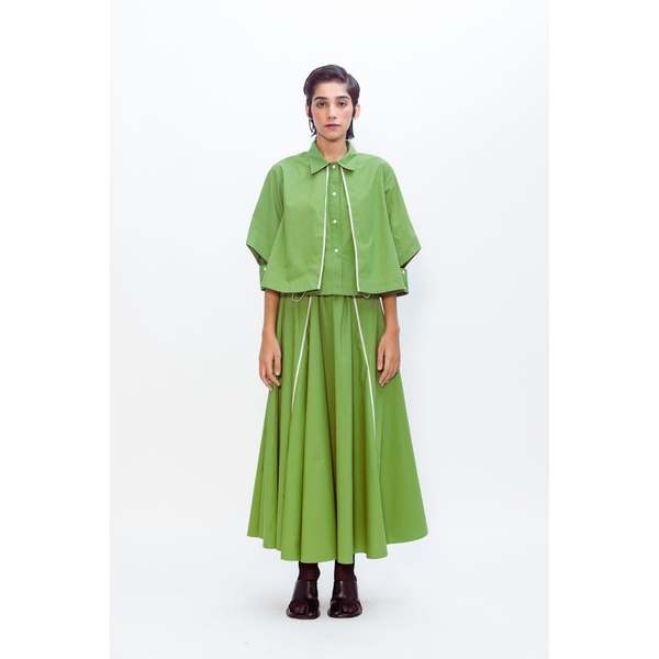 Lovebirds Circle Skirt - Matcha Green