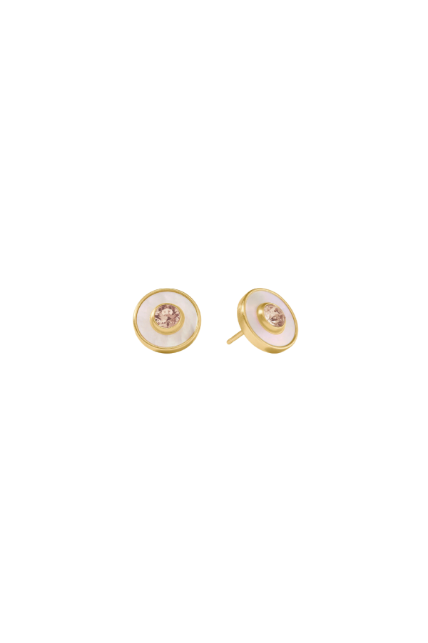 Julie Vos Colette Circle Stud Earrings - Champagne