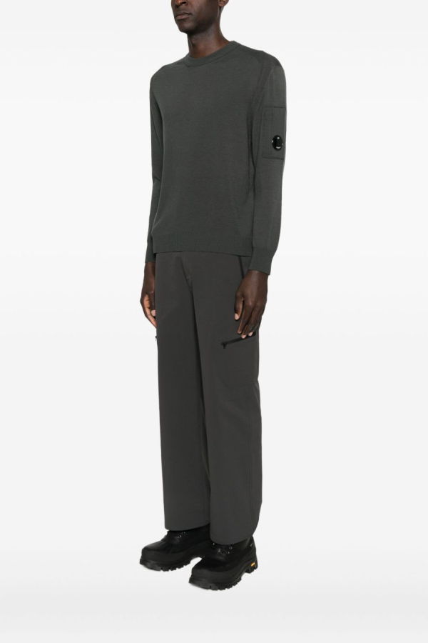 C.P. Company Logo Wool Crewneck Sweater - Gray