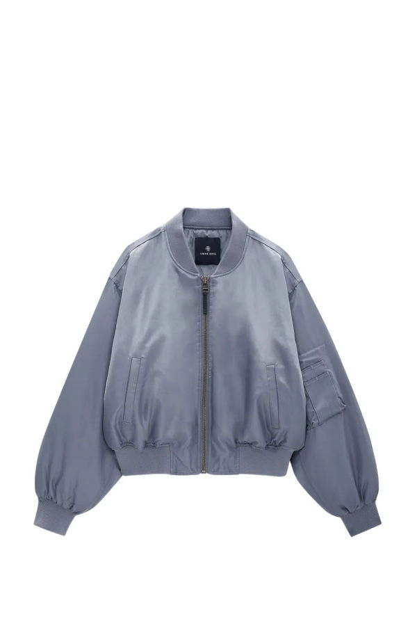 Anine Bing Cropped Leon Bomber Jacket - Dark Grey