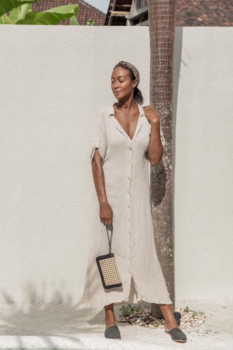 Village Thrive Raja Leather and Cane Wallet