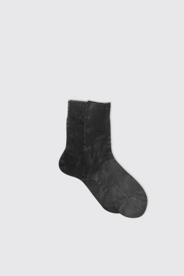 Maria La Rosa One Rib Laminated Socks - Black