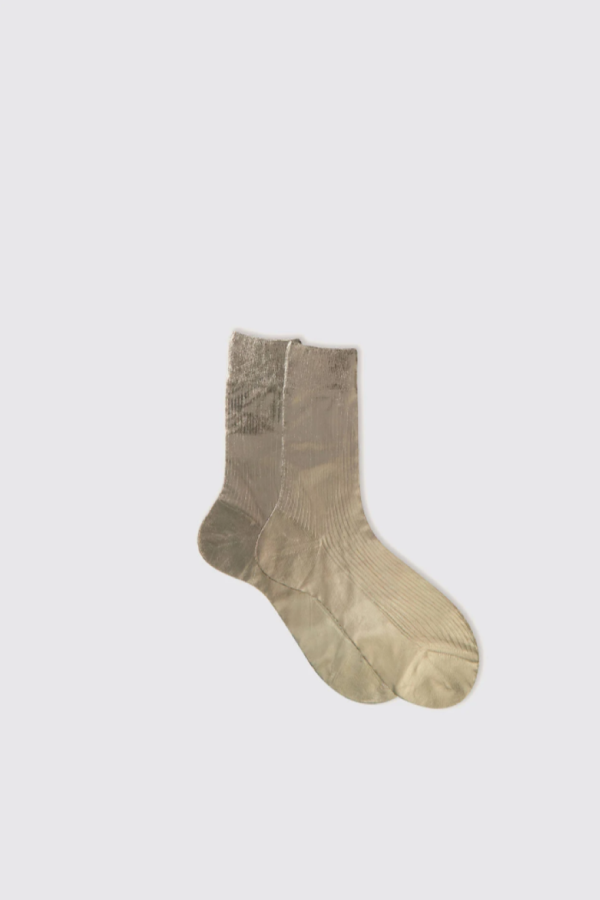 Maria La Rosa One Rib Metallic Socks - Bosco