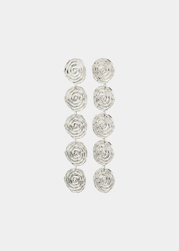 Pilgrim AIR Spiral Drop Earrings - Silver