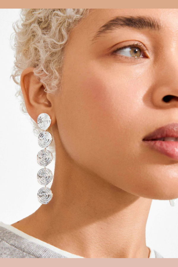 Pilgrim AIR Spiral Drop Earrings - Silver