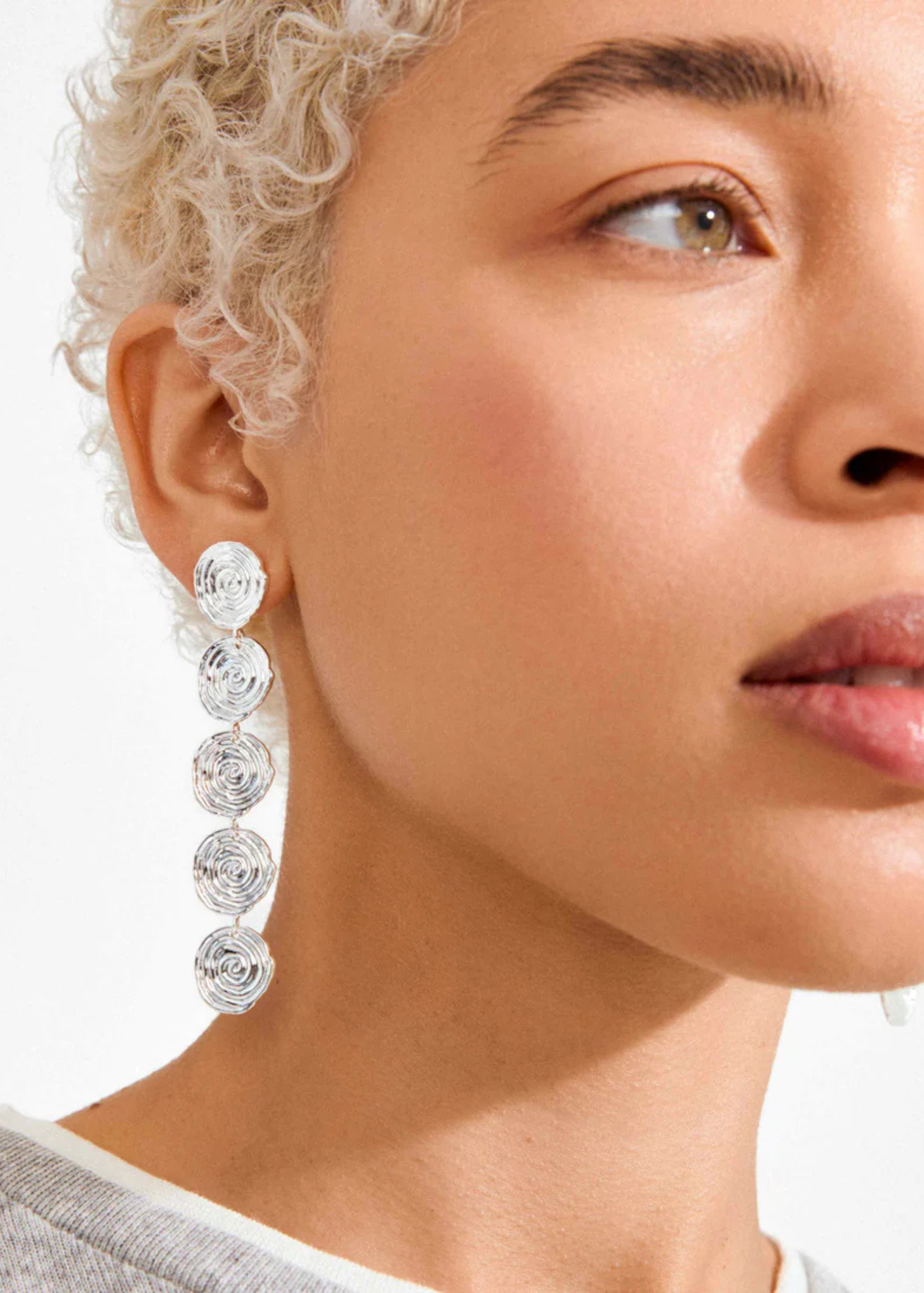 Pilgrim AIR Spiral Drop Earrings - Silver - Image 2 of 2