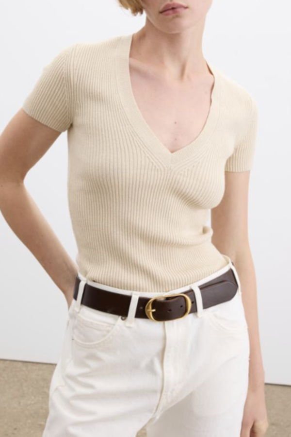 Nili Lotan Italia Short Sleeve Top - Cream