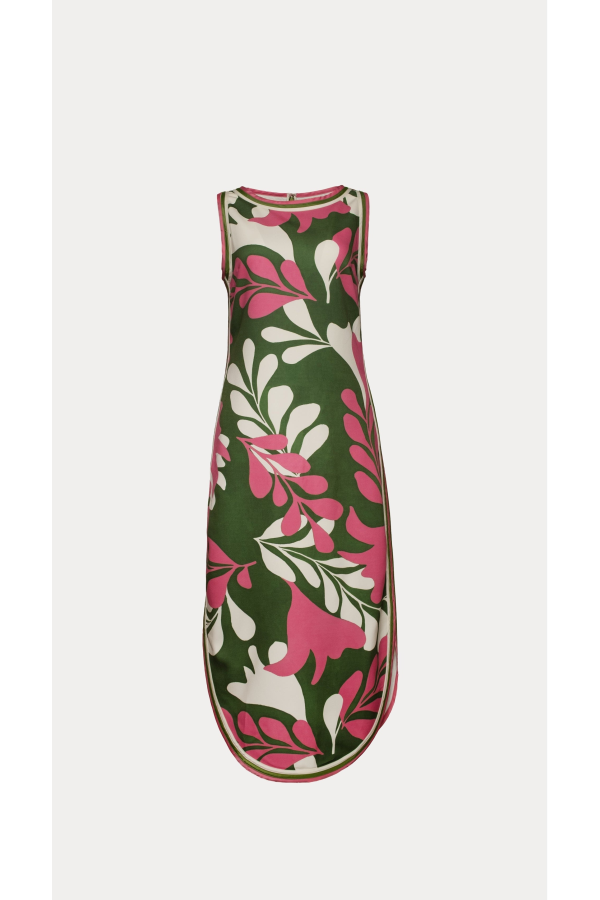 Frances Valentine Selena Maxi Dress Modern Palm Poly Blend - Treetop/Multi