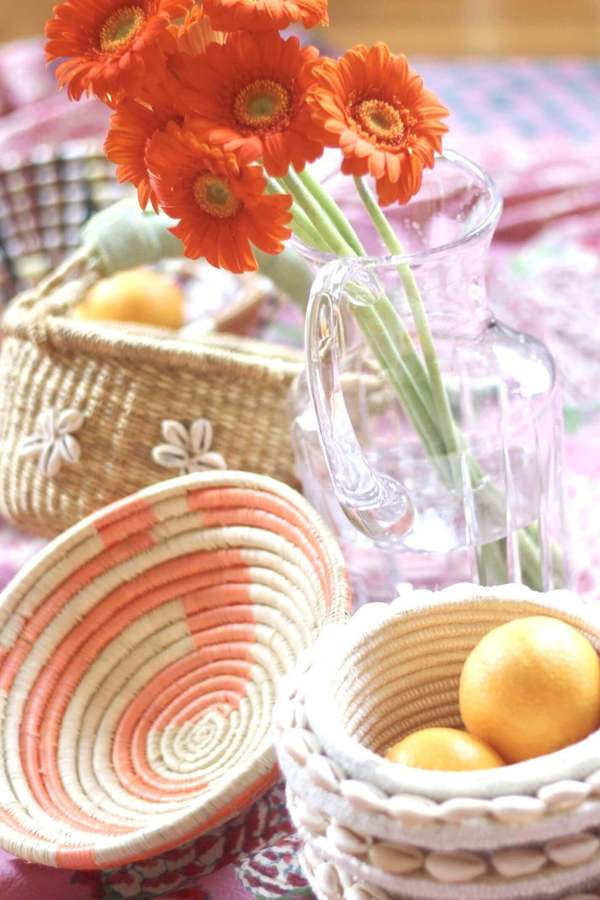 Indego Africa Mini Plateau Basket - Natural / Orange