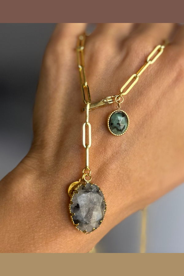 WILYMI Citadel Labradorite & Ruby Zoisite Necklace - Gold