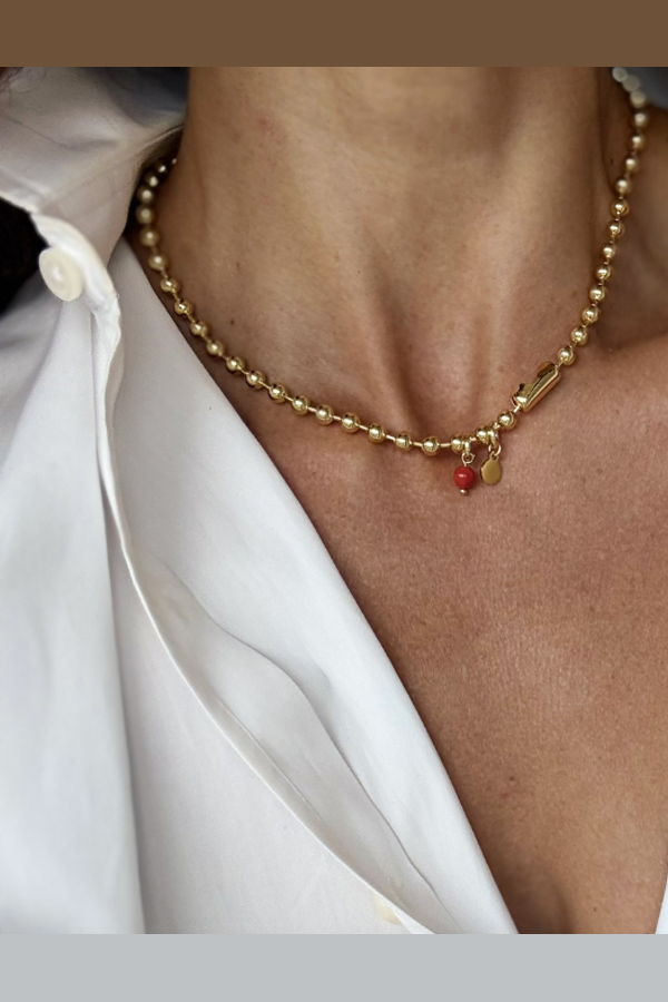 WILYMI Isola Sphere Necklace - Coral/Gold