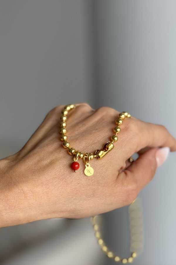 WILYMI Isola Sphere Necklace - Coral/Gold