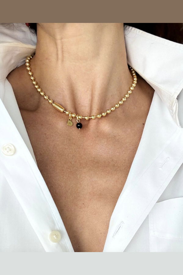 WILYMI Isola Tourmaline & Gold Sphere Necklace