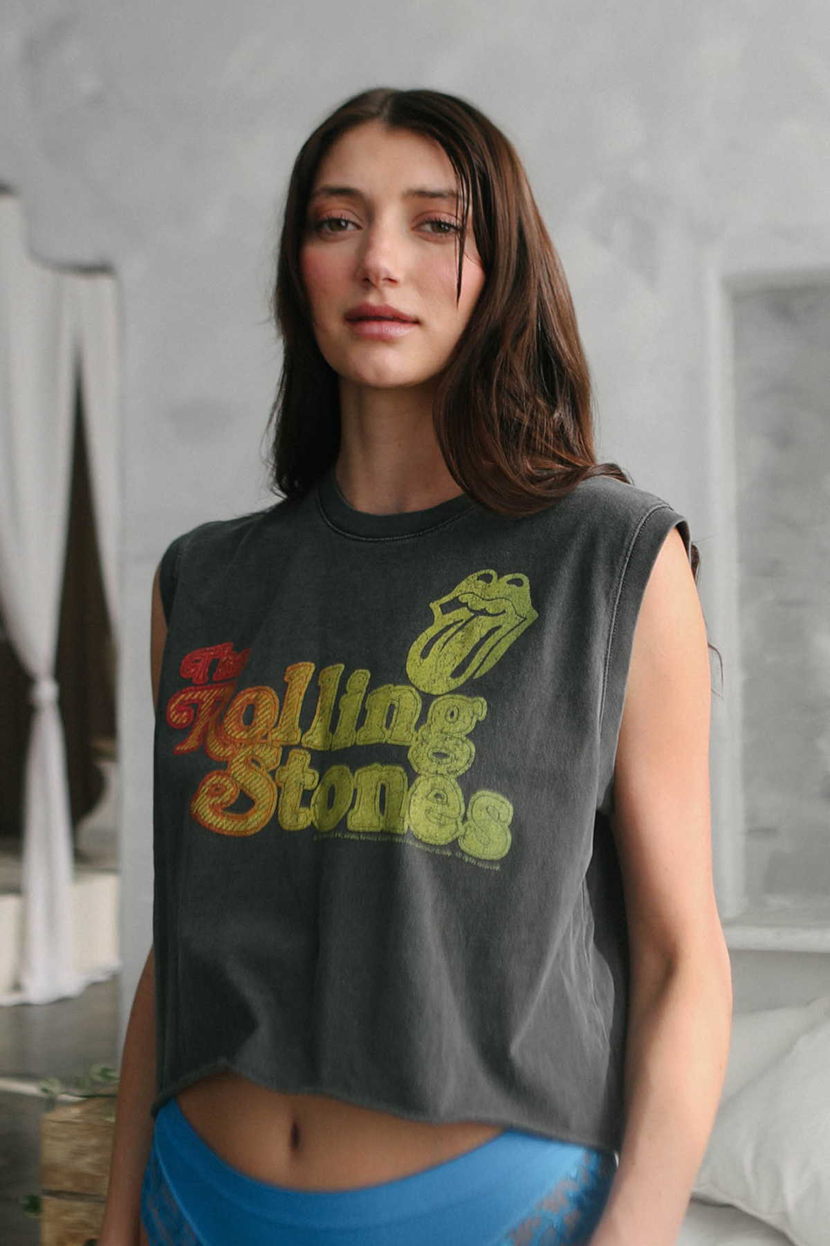 People of Leisure Rolling Stones Hot Stuff Tank - Vintage Black - Image 4 of 5
