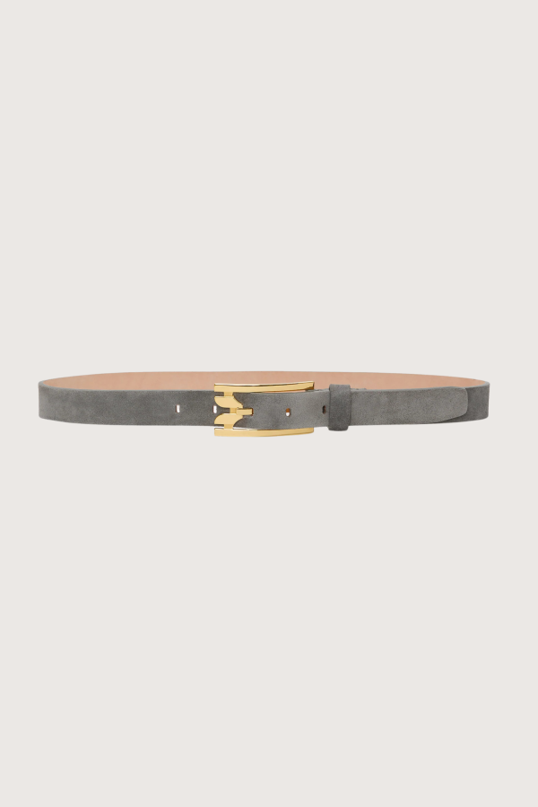 Victoria Beckham Pin Buckle Suede Belt - Pebble Grey