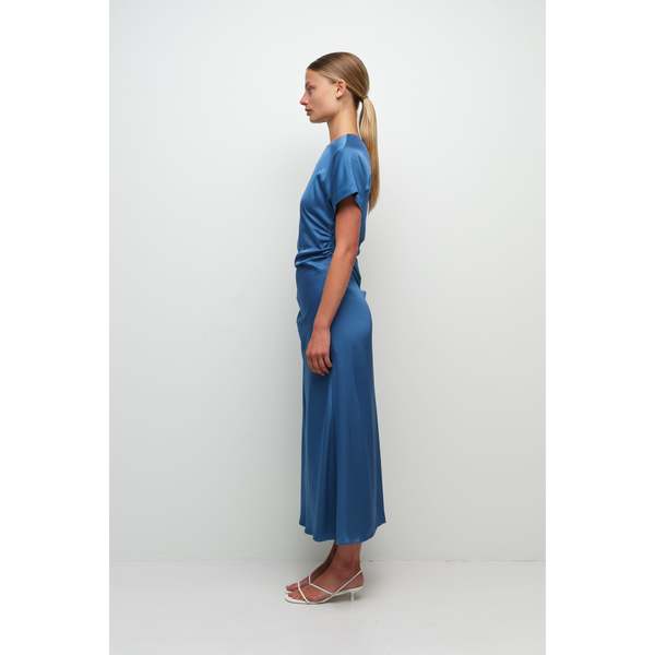 Jonathan Simkhai Marabella S/S Draped Midi Dress - Washed Indigo