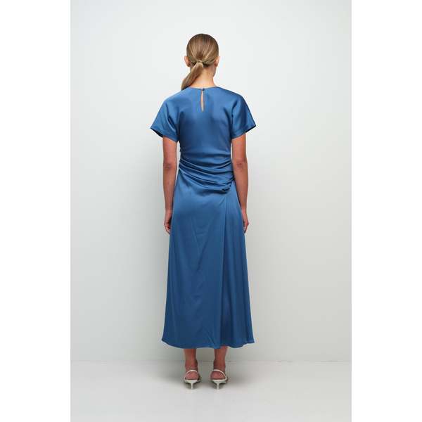 Jonathan Simkhai Marabella S/S Draped Midi Dress - Washed Indigo