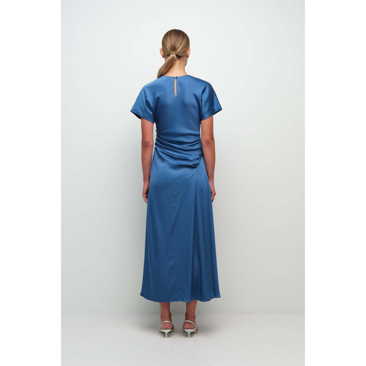 Jonathan Simkhai Marabella S/S Draped Midi Dress - Washed Indigo - Image 3 of 3
