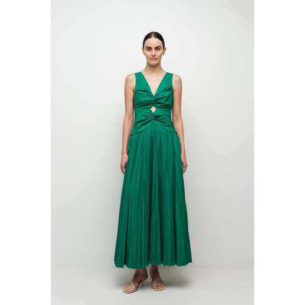 jonathan simkhai green dress Vivianne Cotton Midi Striped midi