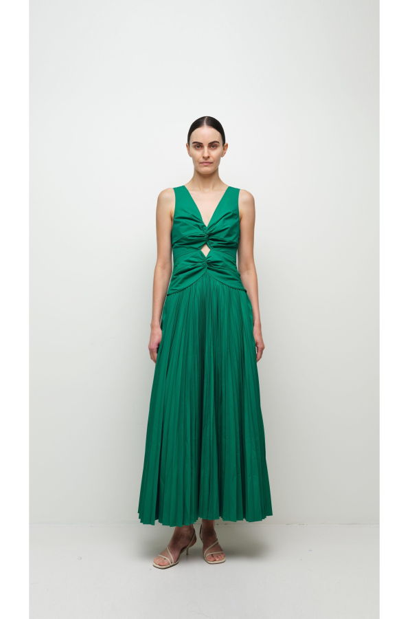 Jonathan Simkhai Vivianne Cotton Midi Dress - Kelly Green