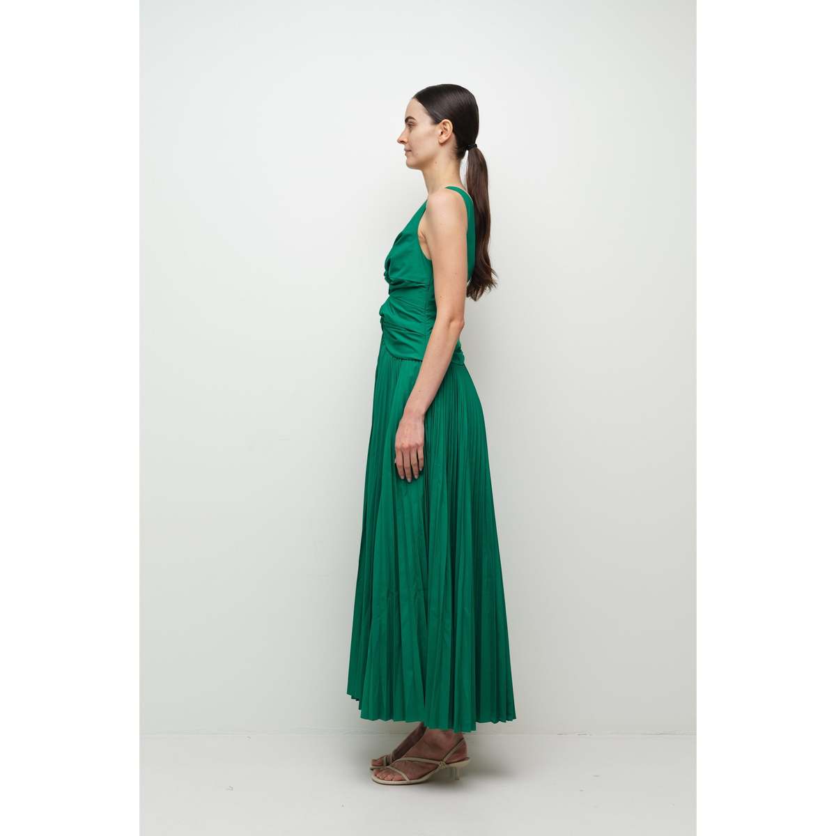 jonathan simkhai green dress Vivianne Cotton Midi 17.5 34/35