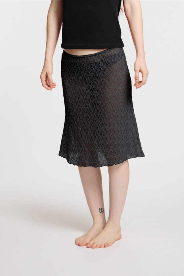 Simone Wild Lace Swing Skirt - Black